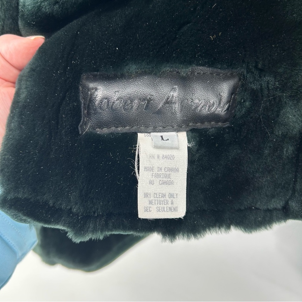 VTG Robert Arnold Forest Green Sheepskin Shearling Coat Women's Large Canada - Picture 8 of 11